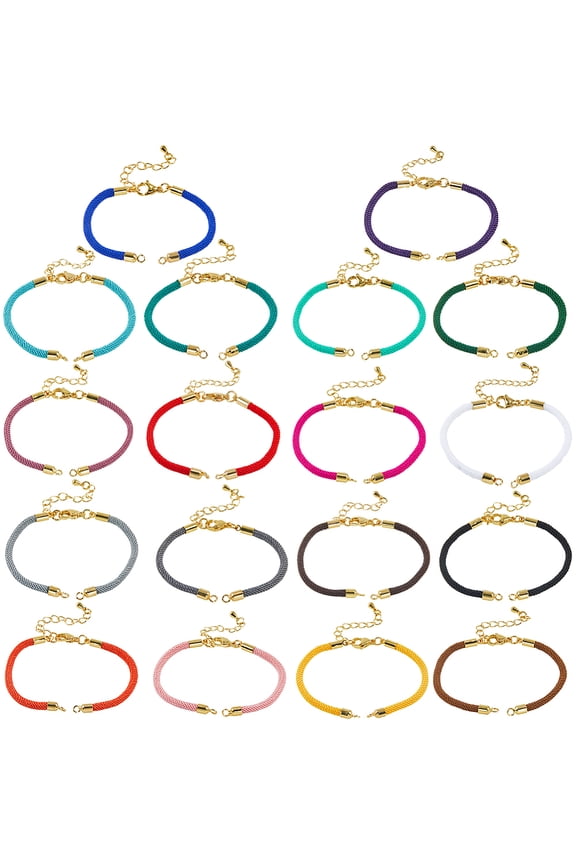 1set 18pcs 18 colors Nylon Bracelet Adjustable Cord Bracelets Bulk Metal Golden Brass Knots Stainless Steel Lobster Claw Clasps Thread Rope Chain for Friendship Jewelry Making Crafts