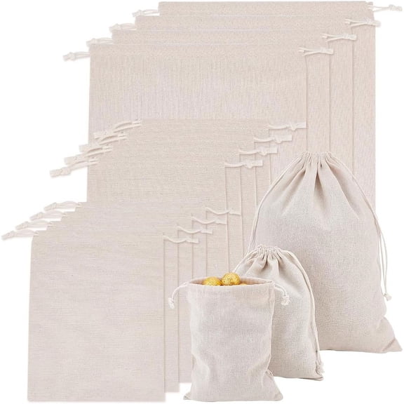 1set 18pcs Large Linen Burlap Bags 8/10/15inch Rustic Drawstring Bags Jewelry Pouches Gift Wrapping Bags Advent Calendar Bags for Wedding Christmas Birthday Party Favors Snack Sacks