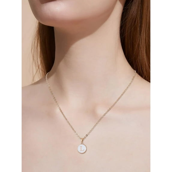 1set 1Pc Letter Pendant Necklace Enamel Alphabet Necklace for Women Elegant Gift 16.50 Inch(41.9cm) Long for DIY Letter F