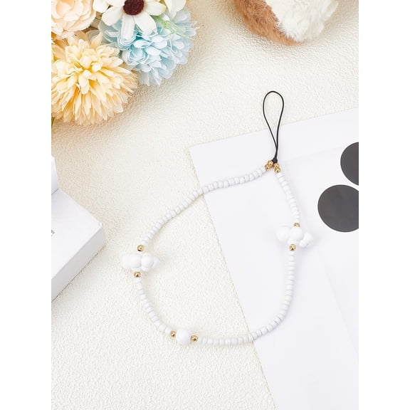 1set 1Pcs Acrylic Cloud Mobile Straps Phone Charms Straps for Women Camera Keychain Pendant Decor 222mm for DIY White