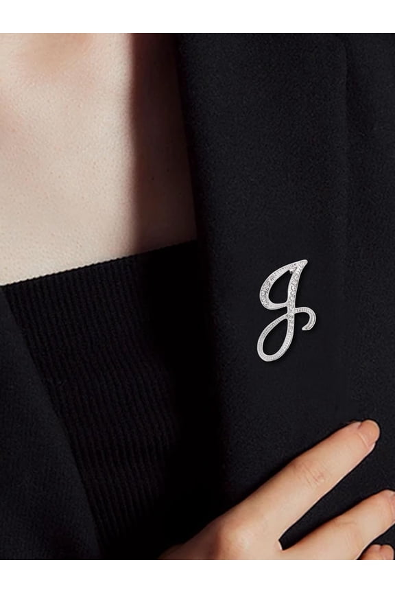 1set 1Pcs Alloy Letter Brooches Initial Rhinestone Brooch Letter Lapel Pin for Women DIY for DIY Letter J