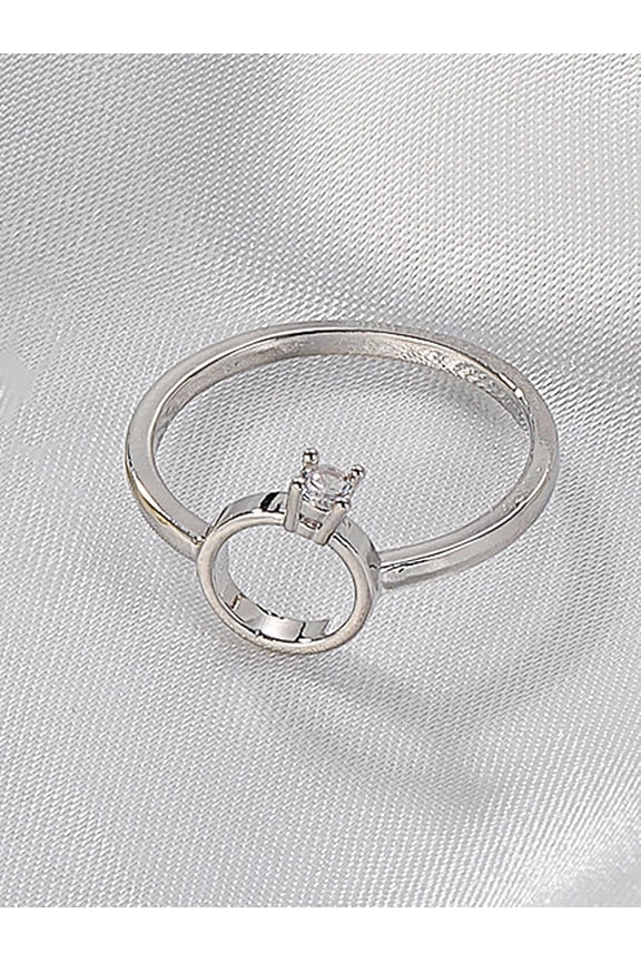 1set 1Pcs Round Cubic Zirconia Finger Rings Brass Micro Pave Rings for Women Personalized Jewelry Round: 10.5x8.5mm for DIY Platinum