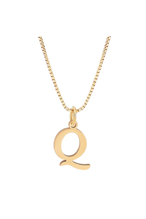 1set 1pc 304 Stainless Steel Letter Necklaces Brass box Chain Necklaces for Women Lead Free & Nickel Free & Cadmium Free Golden Letter Q 17.91 inch(45.5cm)~18.31 inch(46.5cm) Letter: 12~13.5x5~13.5mm