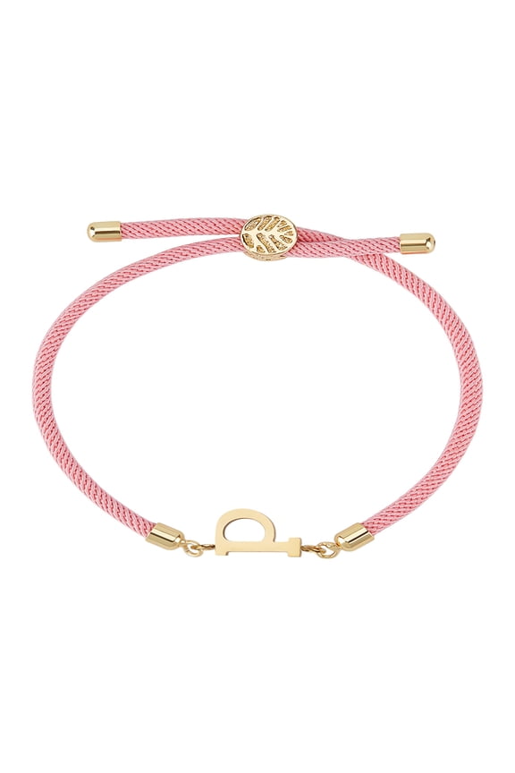 1set 1pc Adjustable Nylon Cord Slider Bracelets with Golden Brass Accessories & 304 Stainless Steel Letter Jewelry Lead Free & Nickel Free & Cadmium Free Letter P
