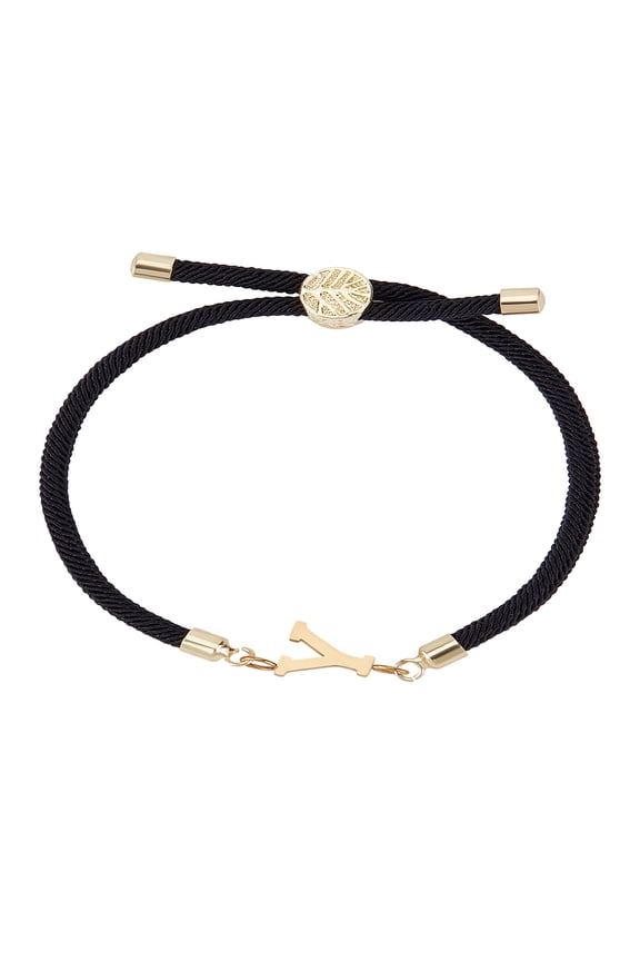 1set 1pc Adjustable Nylon Cord Slider Bracelets for Women with Golden Brass Accessories & 304 Stainless Steel Letter Jewelry Lead Free & Nickel Free & Cadmium Free Letter Y