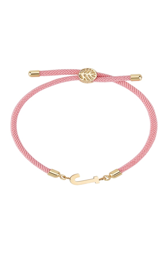 1set 1pc Adjustable Nylon Cord Slider Bracelets for Women with Golden Brass Accessories & 304 Stainless Steel Letter Jewelry Lead Free & Nickel Free & Cadmium Free Letter J