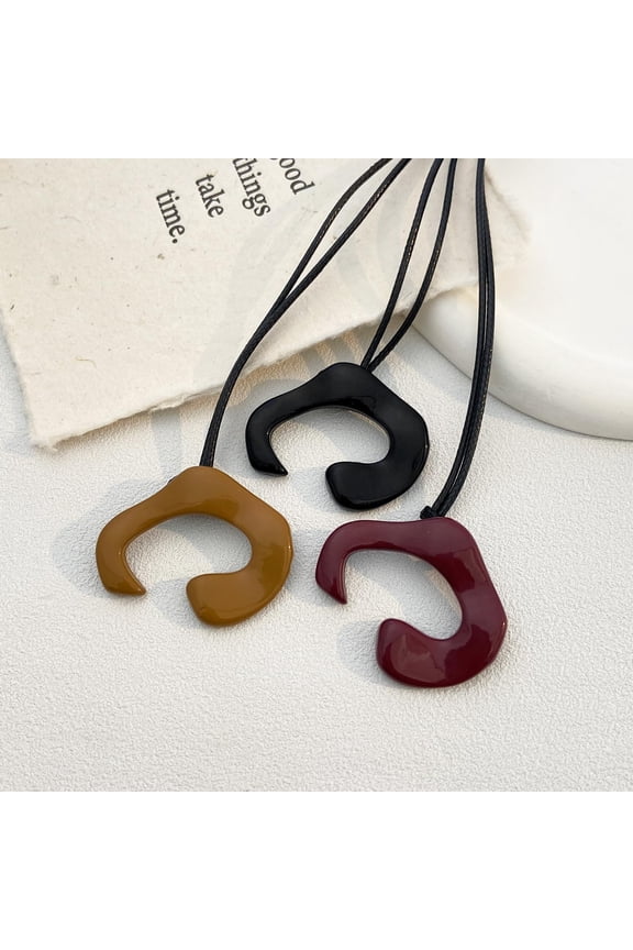 1set 1pc Alloy C Shaped Long Sweater Necklaces Adjustable Slider Cord Necklaces for Women Red 44.88 inch(114cm)