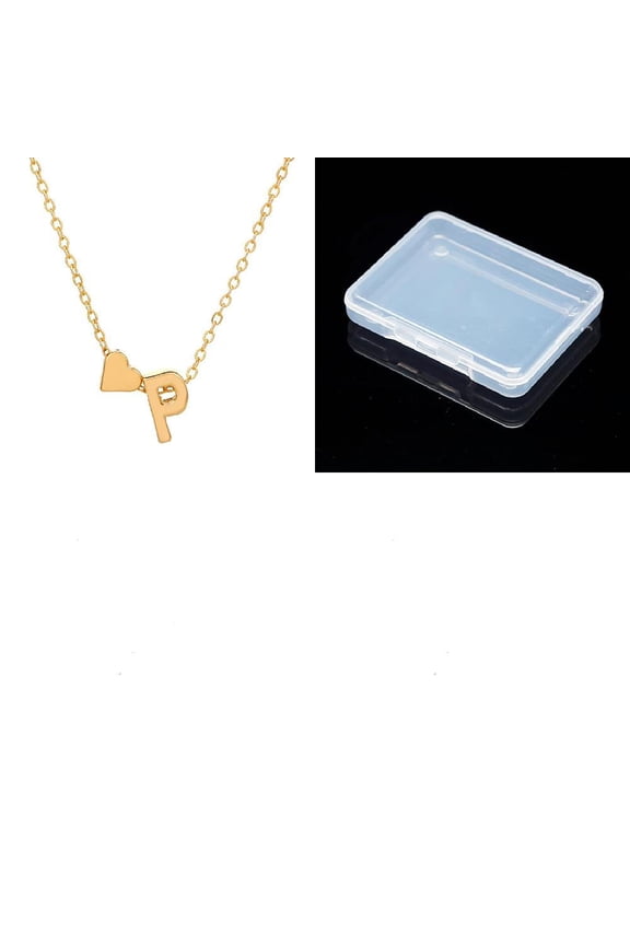 1set 1pc Alloy Heart Letter Cable Chain Necklaces for Women Letter P 18.11 inch(46cm)