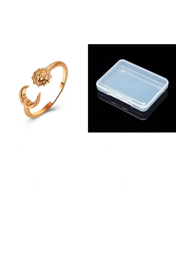 1set 1pc Brass Cuff Rings Moon & Sun Light golden Inner Diameter: 17mm