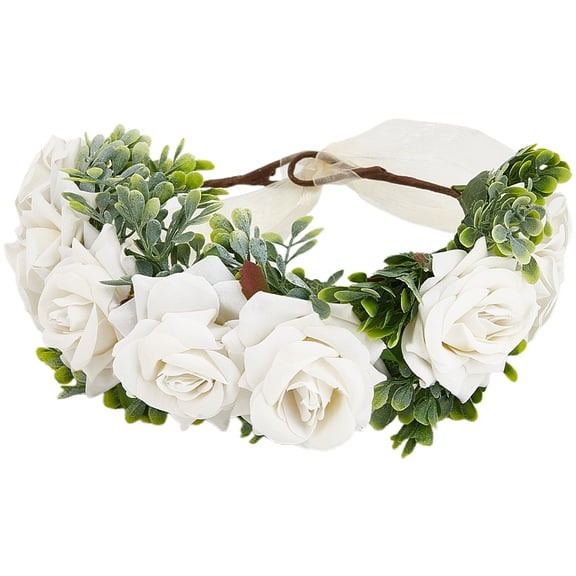 1set 1pc Cloth Wedding Wreath Headband for Pet Pet Wedding with Plastic Artificial Flower White 200x210x80mm Cloth