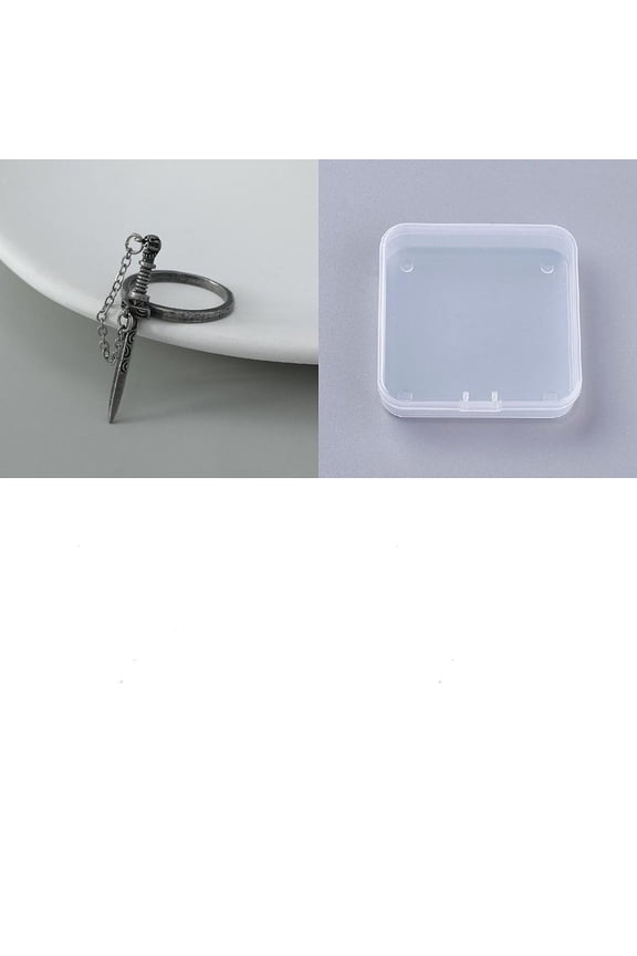 1set 1pc Gothic Dark Cross Sword Ring Alloy Chain Ring for Women Gunmetal Inner Diameter: 17mm