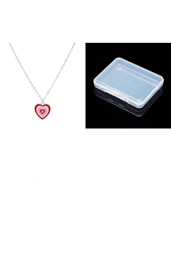 1set 1pc Heart Alloy Enamel Satellite Chain Necklaces for Women Red 16.34 inch(41.5cm)