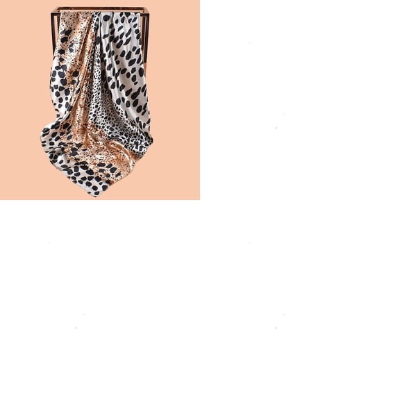 1set 1pc Large Square Polyester Satin Head Scarf Leopard Print Printed Hair Bandanas for Women Sandy Brown 900x900mm