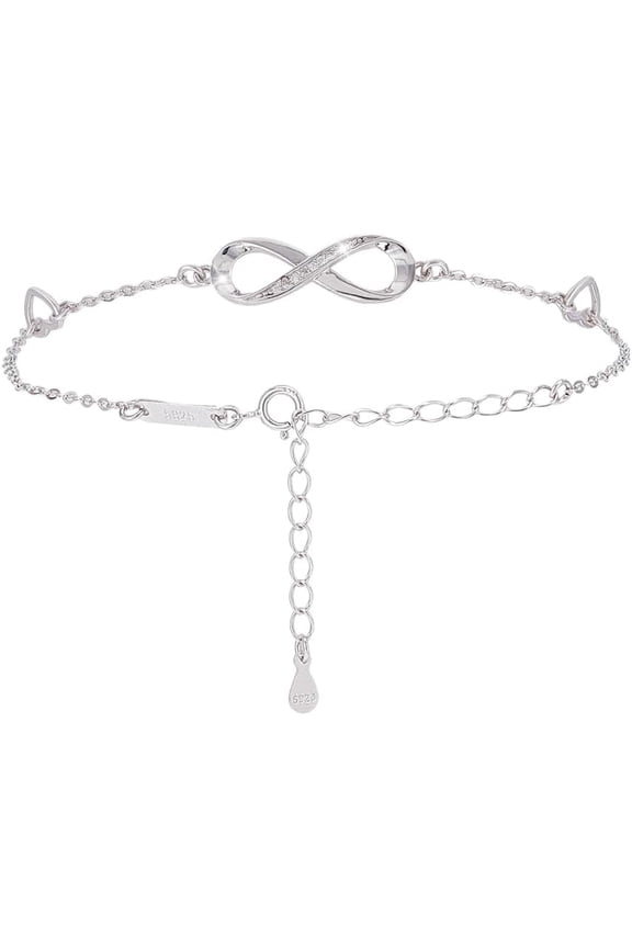 1set 1pc Micro Pave Cubic Zirconia Link Bracelets Infinity & Heart Link Bracelets for Women 6-1/2 inch(16.4cm)