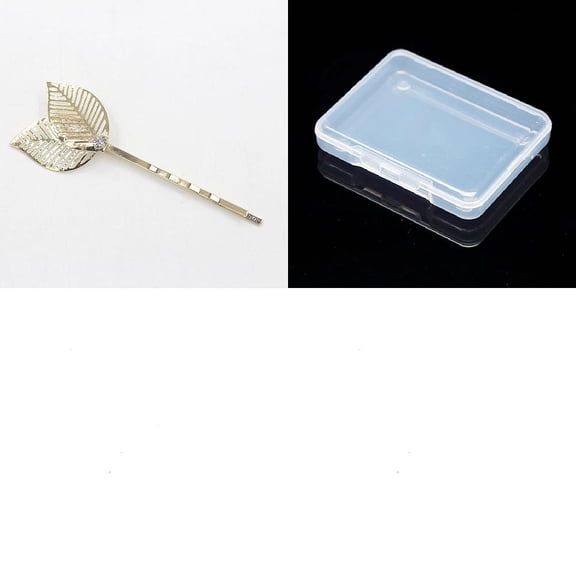 1set 1pc Minimalist Chic Metal Leaf Hair Bobby Pin with Rhinestone Light golden Metal