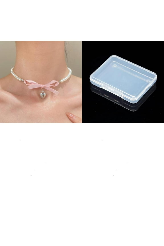 1set 1pc Plastic Pearl Beaded Choker Necklaces Alloy Heart Necklaces 18.11 inch(46cm)