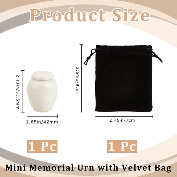 1set 1pc Porcelain Storage Containers Mini Tea Storage Refillable Bottle for Tea Coffee Herb Chocolate Sugar with 1pc Velvet Pouches White 4.2x5.35cm