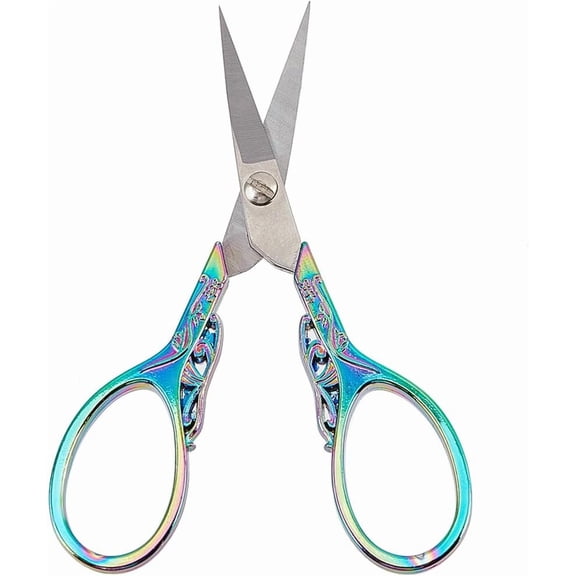 1set 1pc Sewing Antique Embroidery Scissor Vintage European style Rainbow Stainless Steel Small Orchid Craft For Fabric Thread Needlework Cutting Supplies Tools Shears