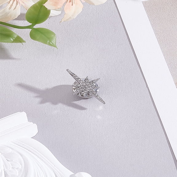 1set 1pc Star Alloy Rhinestone Lapel Pins 25x15mm