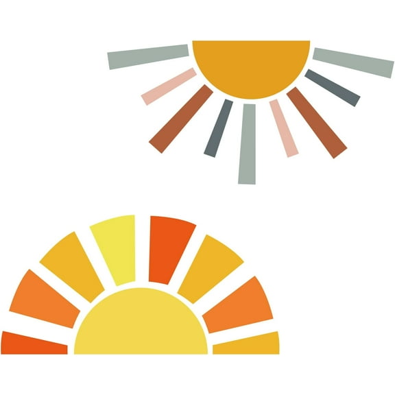 1set 2 Color Sun Theme Wall Decal Sunrise Sunset Wall Stickers Natural Landscape Stickers for Wall Decor for Living Room Bedroom Dining Room TV Wall Decoration