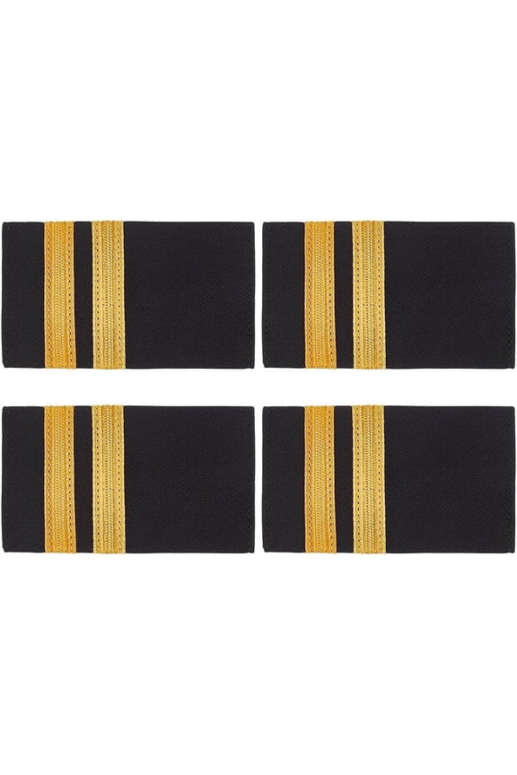 1set 2 Pairs Uniform Bars Airline Pilot Epaulets with Stripes Two Bars Captain Shoulder Boards Insignia Sliders