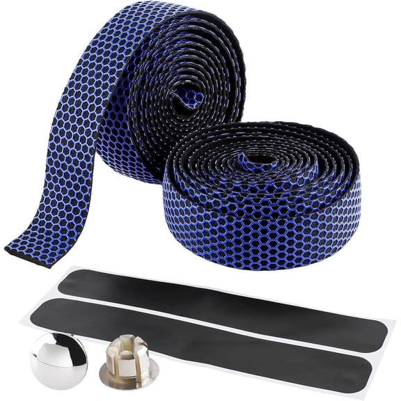 1set 2 Rolls Bike Handlebar TapeBlue Bicycle Handle Bar Tape with 2 PCS End Plugs and Finishing Tapes for Road Bike Steering Wheel Chair Armrest Fishing Rot Blue