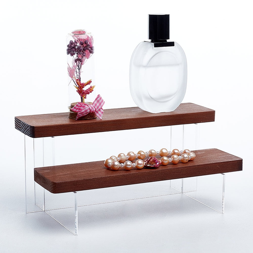 1set 2-Tier Acrylic Display Riser 3.5x7.9x4.3 Inch Camel Tabletop Small ...
