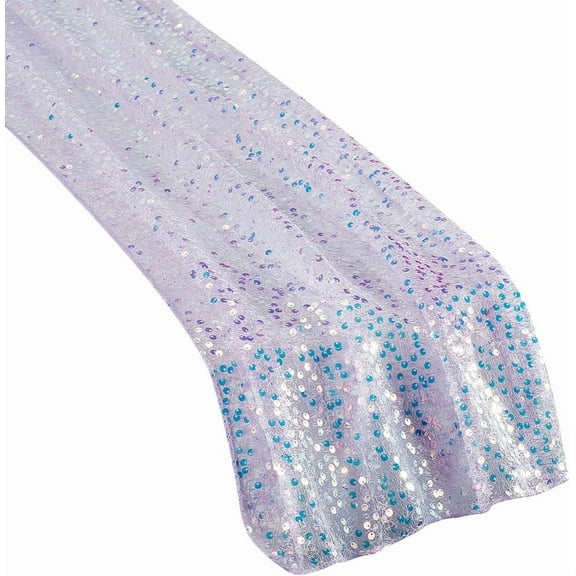 1set 2 Yards(1.83m) Sequin Iridescent Table Runner 15.75 Inch Sequin Tulle Fabric Blue Table Runners Tulle Glitter Fabric Polyester for Bridal Wedding Cake Table Dress Home Decorations Blue DIY