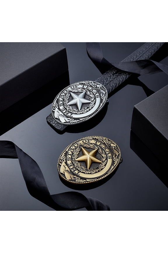 1set 2 colors Western Cowboy Belt Buckles Floral Engraved Leather Belt Buckle Vintage Oval Belt Fastener for Men Large Handmade Belt Buckle 5.9x8.3x0.7 cm