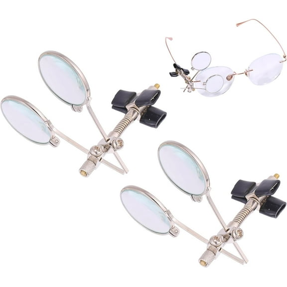 1set 2 pcs Jeweller's Eye Loupe Steampunk Lens Clip on Retro Handheld Magnifying Glass for Reading Senior Low Vision Map Inspection Handcraft Hobby Clear 0.39x 2.36x 2.56inch Clear