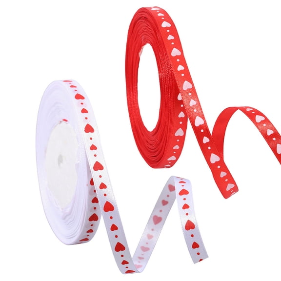 1set 2 rolls 2 colors Heart Pattern Polyester Ribbon Garment Accessories Mixed color 3/8 inch(10mm) about 49.21 Yards(45m)/Roll 1 roll/color