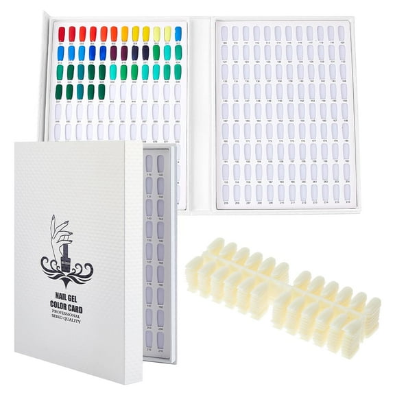 1set 2 sets Practice False Nail Tips for Nail Art Design Display with 1pc ABS Plastic Nail Sample Display Book White 17.8x5.8x0.3cm