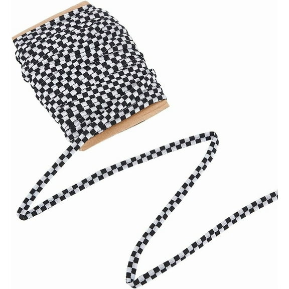 1set 20 Yard Black and White Checked Embroidery Ribbons 3/8" Black Ribbon White Checkered Printed Tartan Pattern for Christmas Home Decor Gift Wrapping Tree Topper Wreath DIY Crafts Black