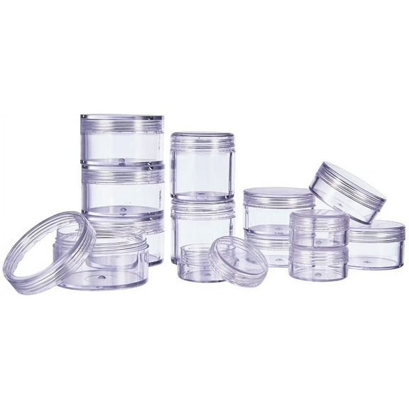 1set About 20 pcs 10ml 20ml 30ml 40ml 50ml Round Clear Empty Plastic Cosmetic Samples Container Pot Jars Bead Storage box with Screw Lids for Beads Jewelry Nails Art Travel Cream
