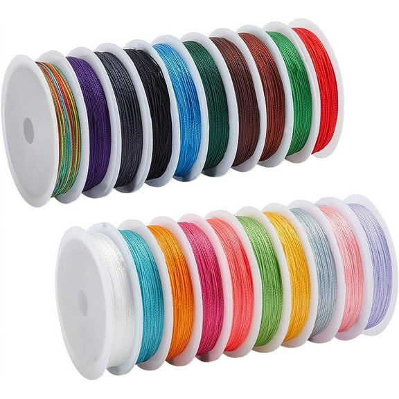 1set 20 rolls 20 colors Polyester Round Thread for Craft Tassel Making Mixed color 0.3mm about 10.94 Yards(10m)/Roll 9-ply 1 roll/color