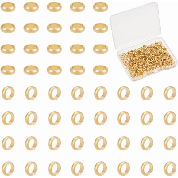 1set 200pcs 201 Stainless Steel Spacer Beads Ring golden 5x2mm Hole: 3.5mm