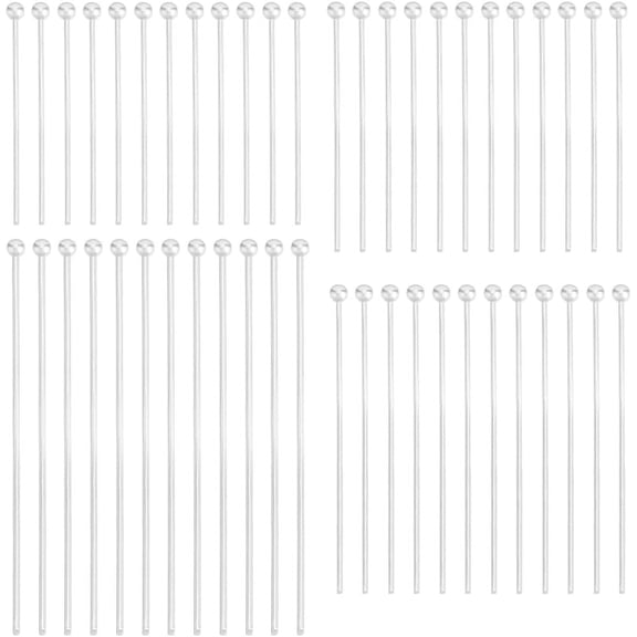 1set 200pcs 4 Sizes Eye Pins 925 Sterling Silver Plated Brass 20~50mm Bendable Ball Head Eye Pins for Jewelry Making Handmade Earring Bracelet Necklace DIY
