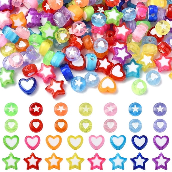 1set 200pcs 4 styles Transparent Acrylic Beads Mixed Shapes Mixed color 7~8.5x3.5~9mm Hole: 1.8~2mm 50pcs/style