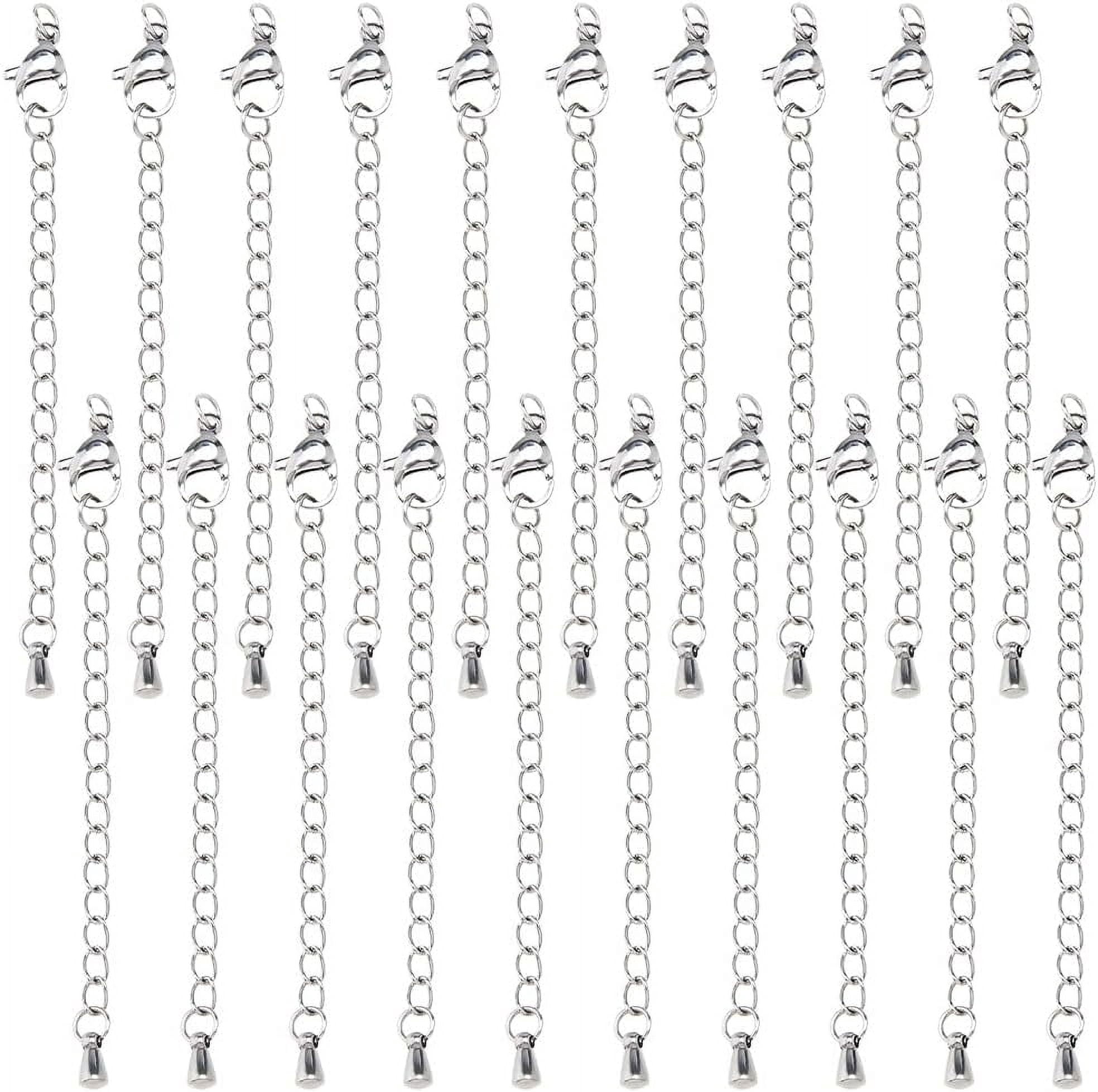 1set 20Pcs Necklace Extenders Bulk Long Stainless Steel Extender Chain ...