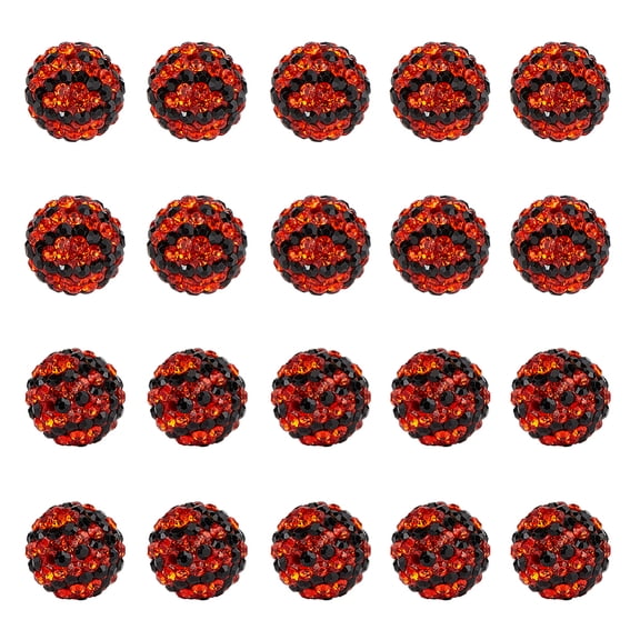 1set 20Pcs Polymer Clay Rhinestone Beads Two Tone Color Pave Disco Ball Beads Round Basketball Hyacinth 12mm Hole: 1.4mm