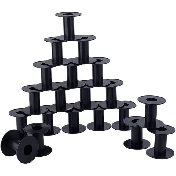 1set 20pcs Plastic Empty Spools for Wire Thread Bobbins Black Bobbin: 28x58mm Backplane: 64x2.5mm Hole: 25.5mm