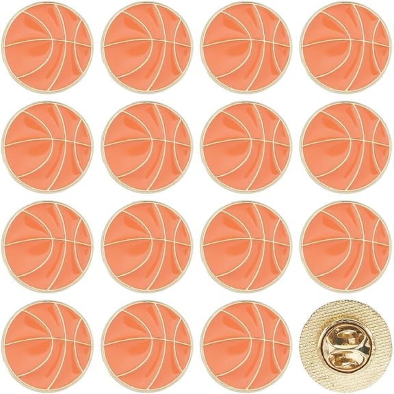 1set 20pcs Sport Enamel Pins Alloy Brooches for Backpack Clothes Basketball 18mm