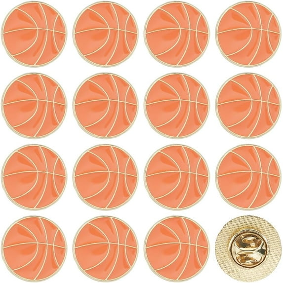 1set 20pcs Sport Enamel Pins Alloy Brooches for Backpack Clothes Basketball 18mm
