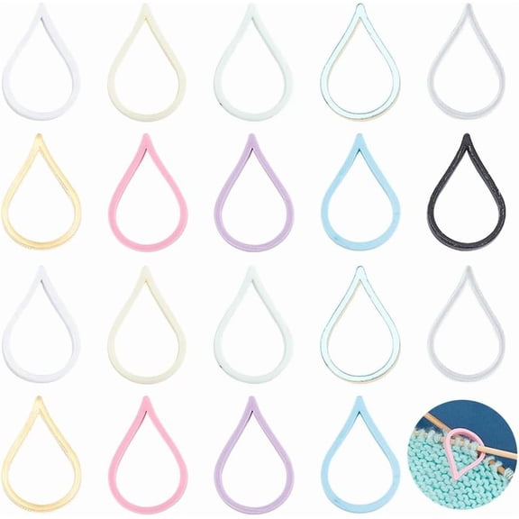 1set 20pcs Stitch Marker for Crocheting and Knitting Teardrop Shape 10 Colors Stitch Markers Acrylic Rings Stitch Markers Counter for Weaving Sewing Colorful DIY