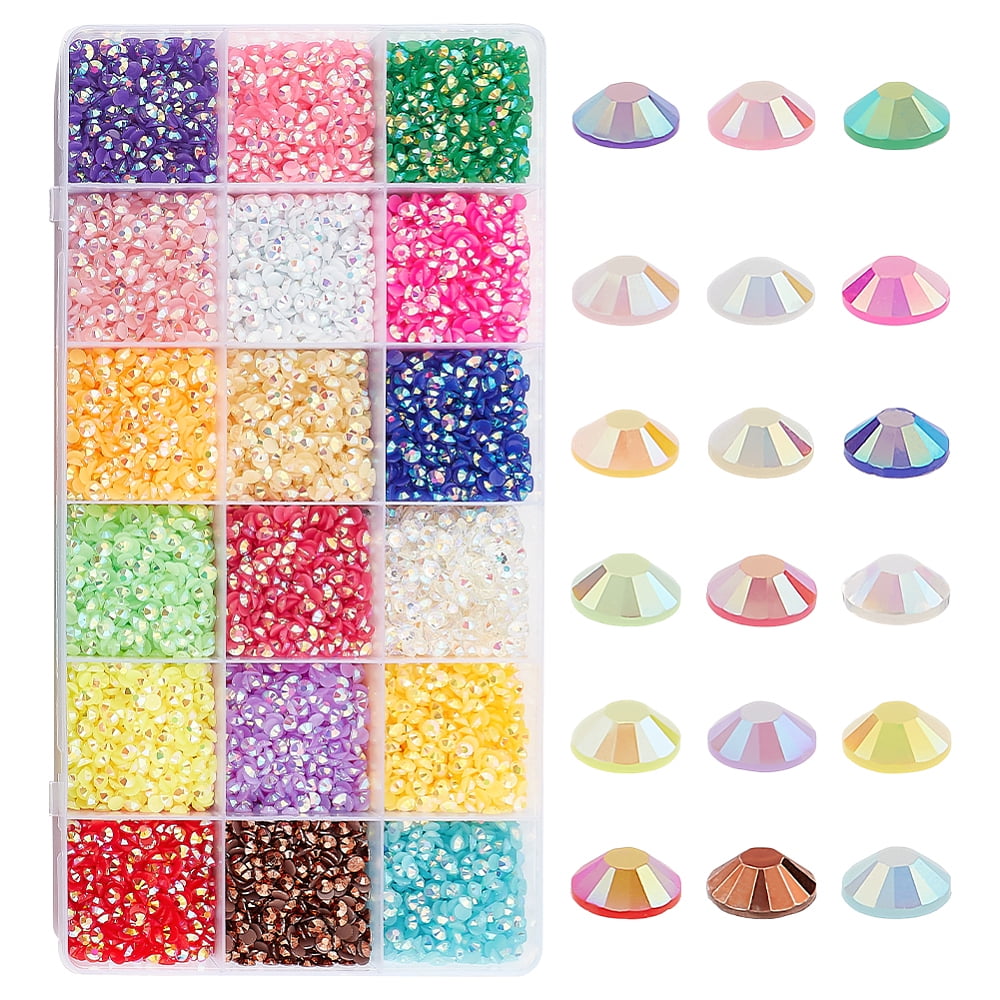 1set 21600pcs 18 colors Half Round Opaque Resin Cabochons Nail Art Decoration Accessories Mixed color 4x1.5mm 1200pcs/color
