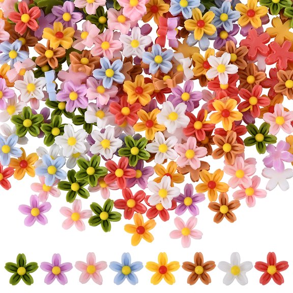 1set 240Pcs 8 Colors Sakura Resin Cabochons Nail Art Decoration Accessories Mixed Color 8x8x3mm 30pcs/color