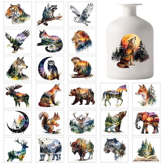 1set 25Pcs PVC Self Adhesive Stickers Waterproof Embossed Decals for DIY Scrapbooking Card Making Black and White Sticker Animals 100x90mm