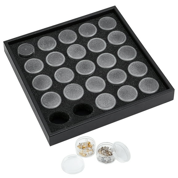 1set 25pcs Display box Clear Small Round Plastic Beads Storage Containers box with Lid for Storage of Small Items Crafts Jewelry 1.25x0.68