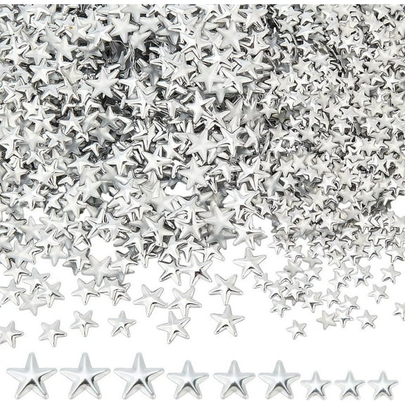 1set About 2915 pcs Star Hotfix Iron On 6/8/10mm Star Embellishments Aluminum Hotfix Iron on Star Studs Flat Back Metal Star Studs for Clothing DIY Craft Accessory Sliver