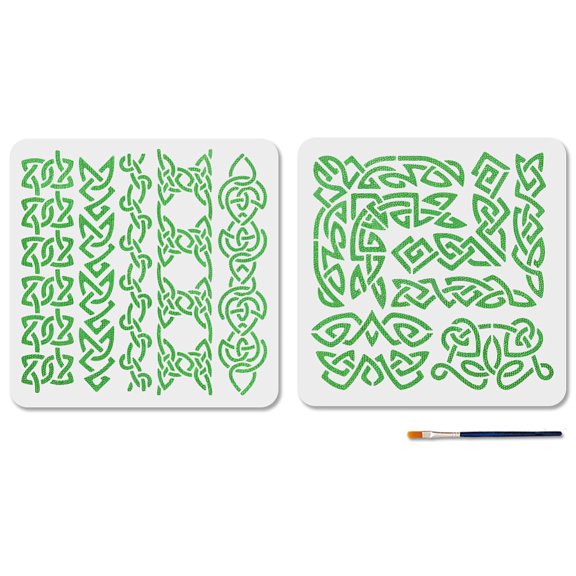 1set 2Pcs 2 Styles PET Hollow Out Drawing Painting Stencils for DIY Scrapbook Photo Album Trinity Knot 300x300mm 1pc/style DIY